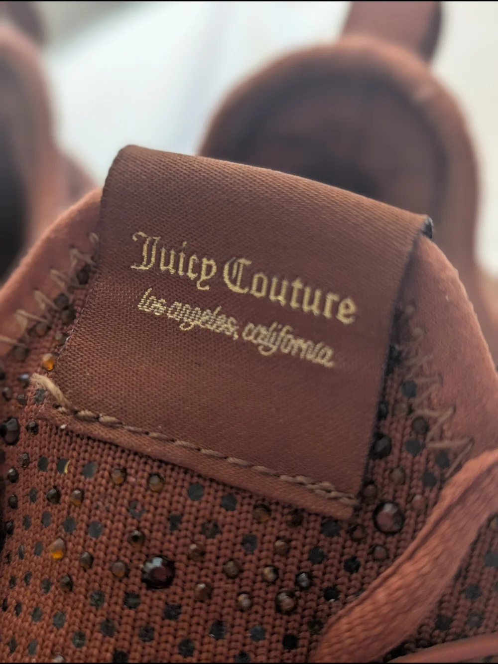 Juicy Couture Brown Rhinestone Adana Lace Up Chunky Knit Sneaker Size 9